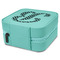 Pixelated Chevron Travel Jewelry Boxes - Leather - Teal - View from Rear