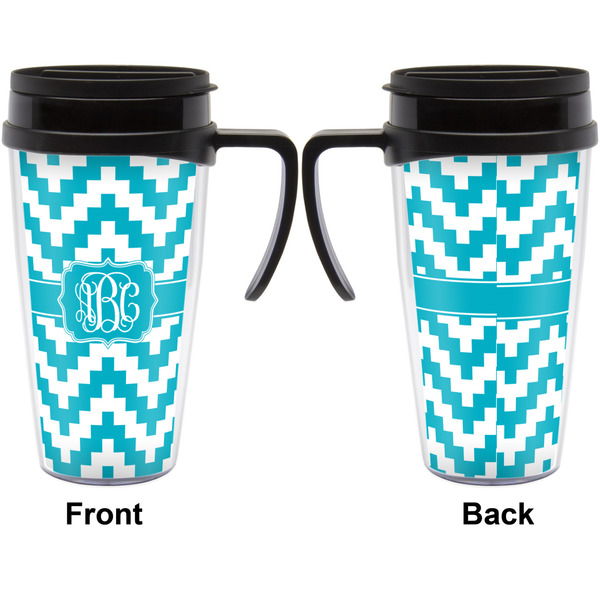 Pixelated Chevron Travel Mug with Black Handle - Approval