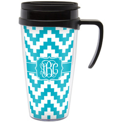 Pixelated Chevron Acrylic Travel Mug with Handle (Personalized)