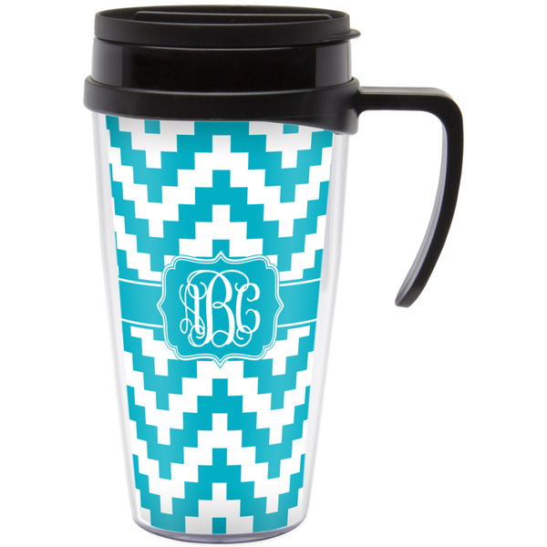 Custom Pixelated Chevron Acrylic Travel Mug with Handle (Personalized)