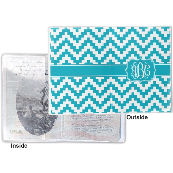 Pixelated Chevron Vinyl Passport Holder - Flat Front and Back