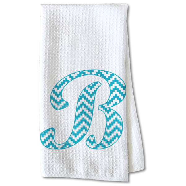 Custom Pixelated Chevron Kitchen Towel - Waffle Weave - Partial Print (Personalized)
