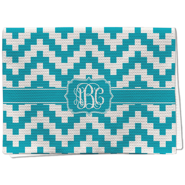 Custom Pixelated Chevron Kitchen Towel - Waffle Weave - Full Color Print (Personalized)