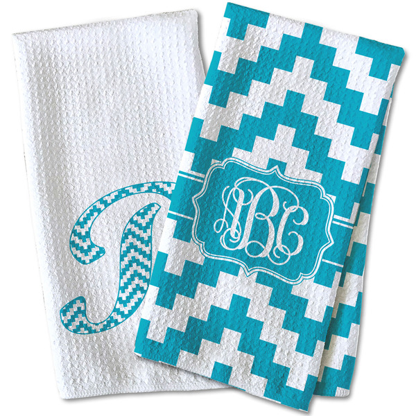Pixelated Chevron Waffle Weave Towels - Two Print Styles