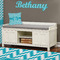 Pixelated Chevron Wall Name Decal Above Storage bench