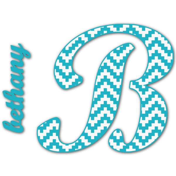 Custom Pixelated Chevron Name & Initial Decal - Up to 12"x12" (Personalized)