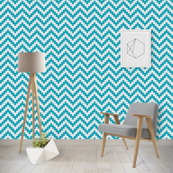 Custom Pixelated Chevron Wallpaper & Surface Covering (Water Activated - Removable)