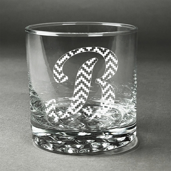 Custom Pixelated Chevron Whiskey Glass - Engraved (Personalized)