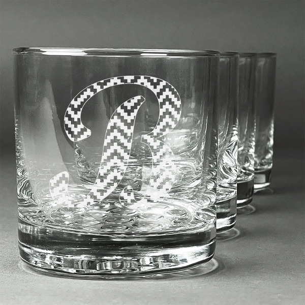 Custom Pixelated Chevron Whiskey Glasses (Set of 4) (Personalized)