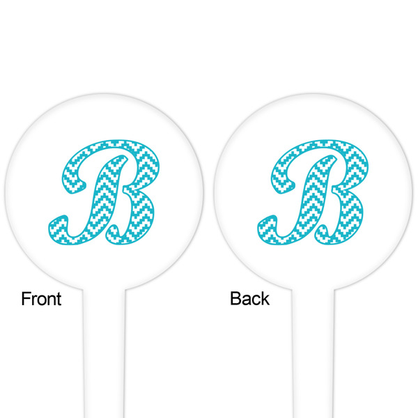 Pixelated Chevron White Plastic 4" Food Pick - Round - Double Sided - Front & Back