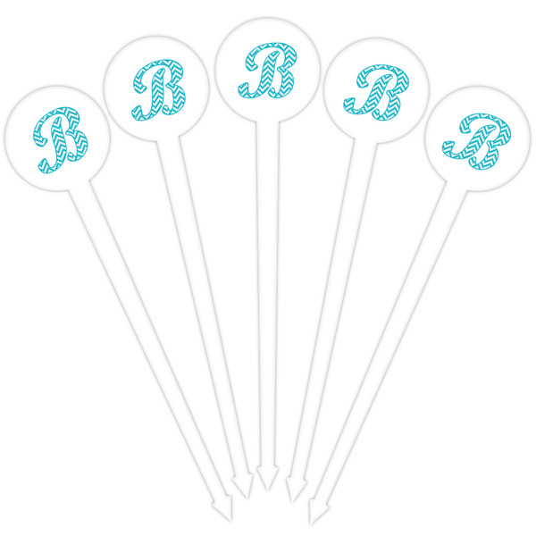 Pixelated Chevron White Plastic 4" Food Pick - Round - Fan View