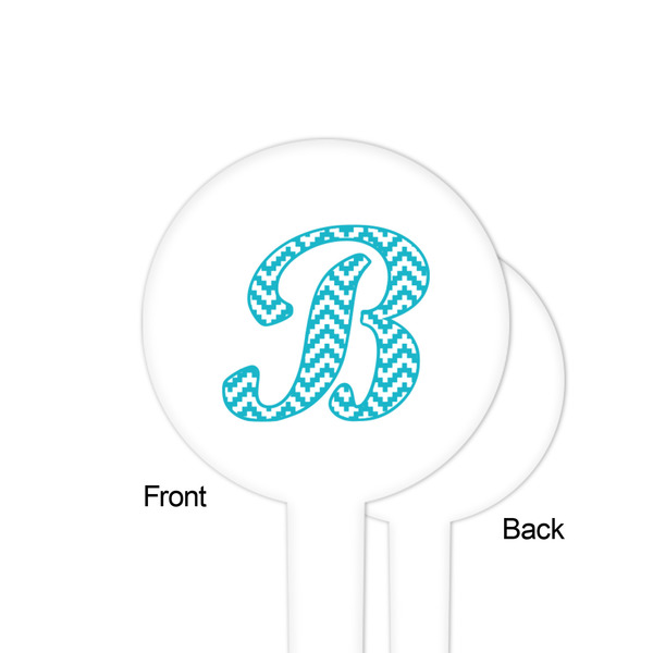 Pixelated Chevron White Plastic 4" Food Pick - Round - Single Sided - Front & Back