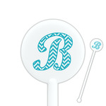 Pixelated Chevron 5.5" Round Plastic Stir Sticks - White - Single Sided (Personalized)