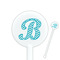 Pixelated Chevron 5.5" Round Plastic Stir Sticks - White - Single Sided (Personalized)