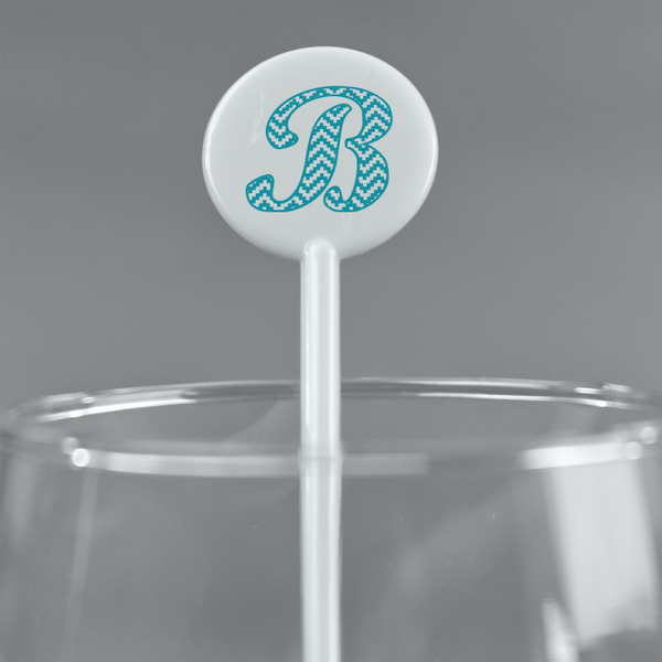 Pixelated Chevron White Plastic 5.5" Stir Stick - Round - Main