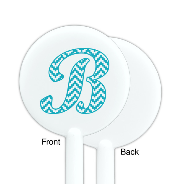 Pixelated Chevron White Plastic 5.5" Stir Stick - Single Sided - Round - Front & Back