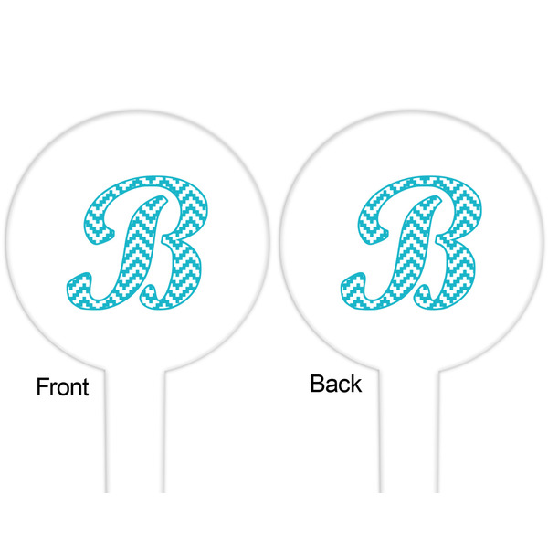 Pixelated Chevron White Plastic 6" Food Pick - Round - Double Sided - Front & Back