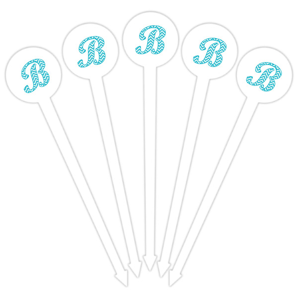 Pixelated Chevron White Plastic 6" Food Pick - Round - Fan View