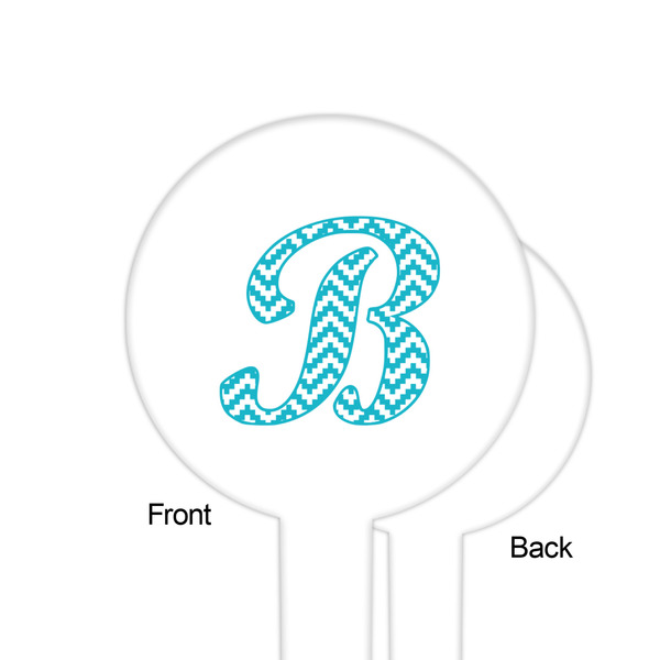 Pixelated Chevron White Plastic 6" Food Pick - Round - Single Sided - Front & Back