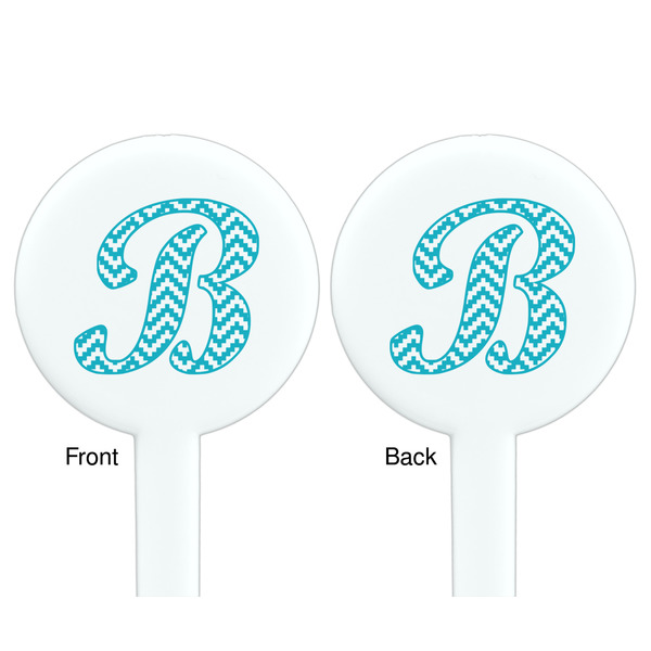 Pixelated Chevron White Plastic 7" Stir Stick - Double Sided - Round - Front & Back