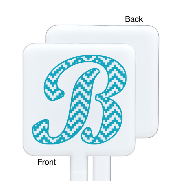 Pixelated Chevron White Plastic Stir Stick - Single Sided - Square - Approval