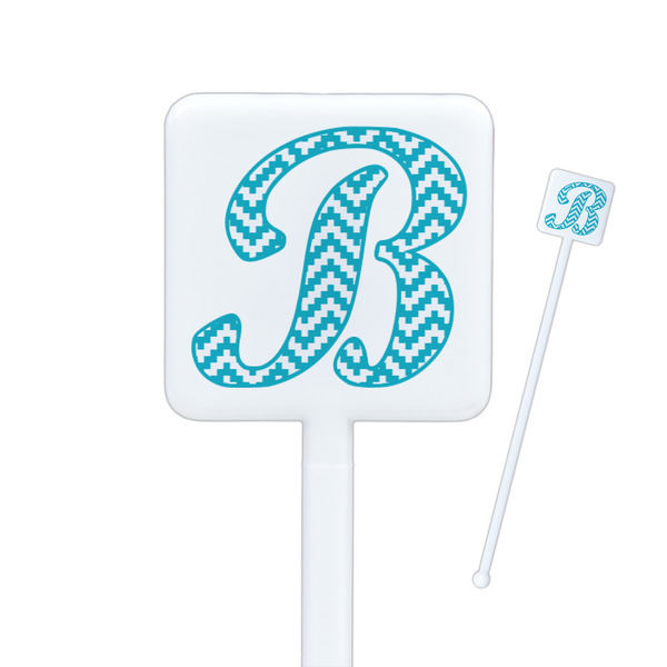 Custom Pixelated Chevron Square Plastic Stir Sticks - Single Sided (Personalized)