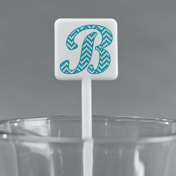 Pixelated Chevron White Plastic Stir Stick - Square - Main