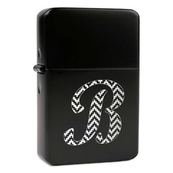 Pixelated Chevron Windproof Lighter - Black - Single Sided & Lid Engraved (Personalized)