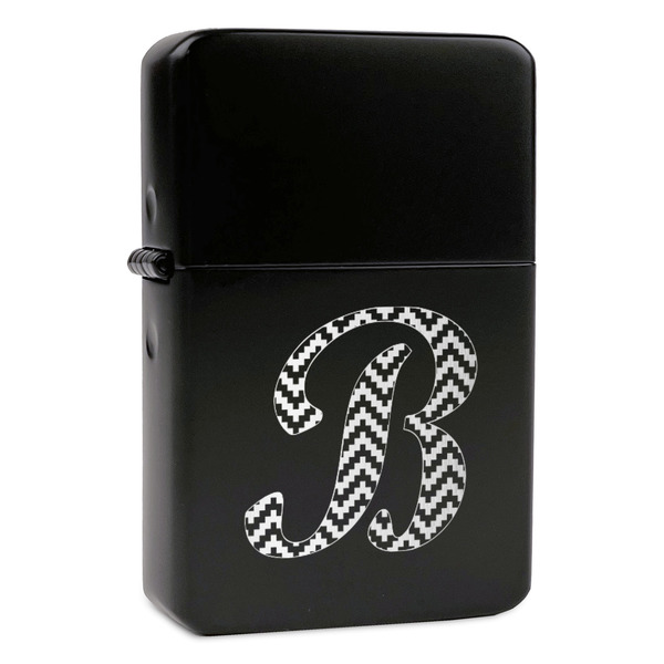 Custom Pixelated Chevron Windproof Lighter - Black - Double Sided (Personalized)