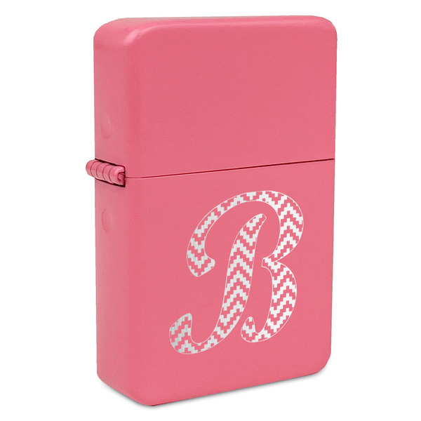 Custom Pixelated Chevron Windproof Lighter - Pink - Single Sided (Personalized)