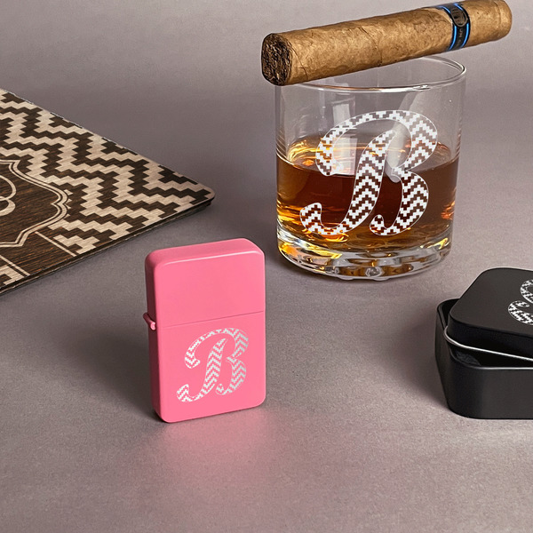 Pixelated Chevron Windproof Lighters - Pink - In Context