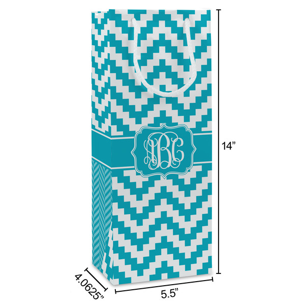 Pixelated Chevron Wine Gift Bag - Dimensions