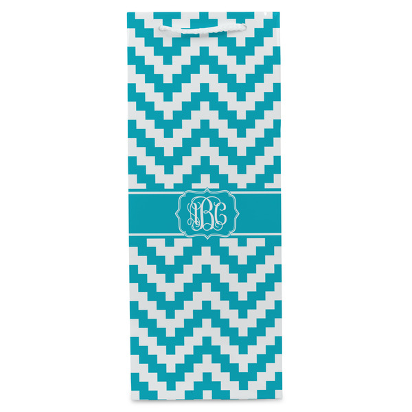 Pixelated Chevron Wine Gift Bag - Gloss - Front