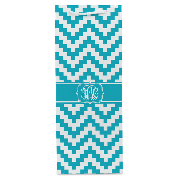 Pixelated Chevron Wine Gift Bag - Matte - Front