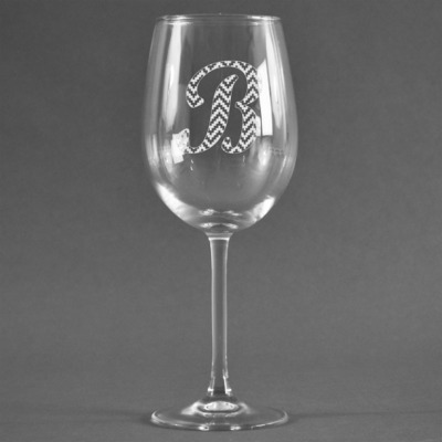 Pixelated Chevron Wine Glass - Engraved (Personalized)