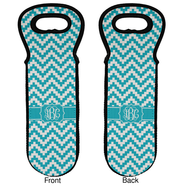 Pixelated Chevron Wine Tote Front & Back