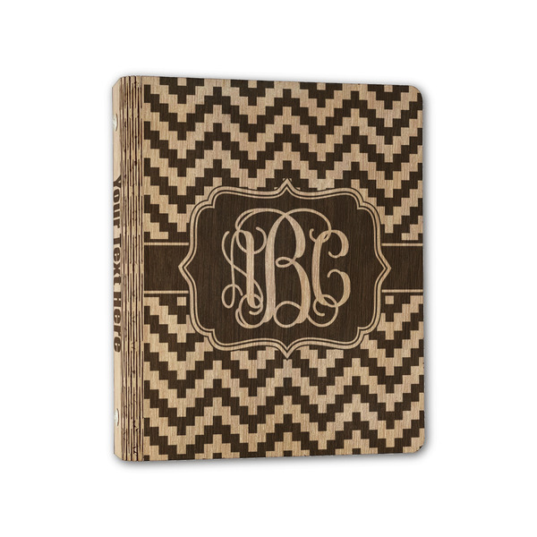 Custom Pixelated Chevron Wood 3-Ring Binder - 1" Half-Letter Size (Personalized)