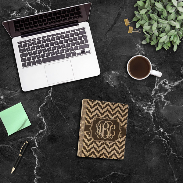 Pixelated Chevron Wood 3-Ring Binders - 1" Half-Letter - In Context