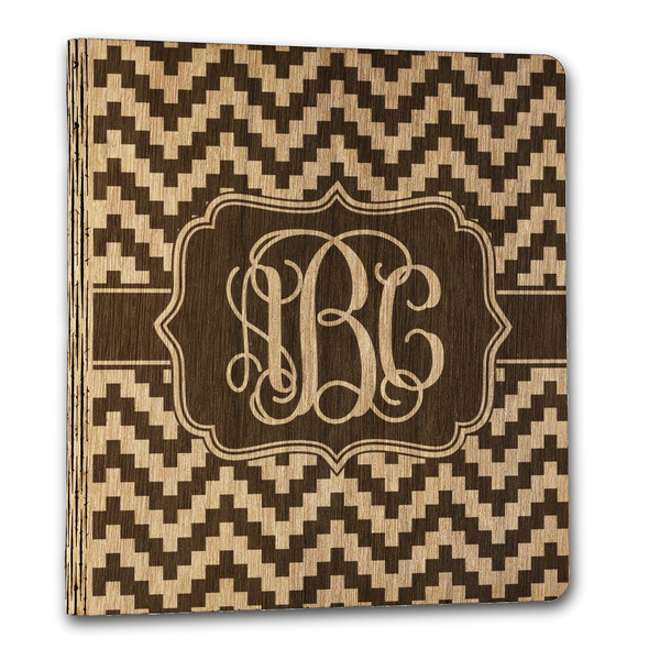 Custom Pixelated Chevron Wood 3-Ring Binder - 1" Letter Size (Personalized)