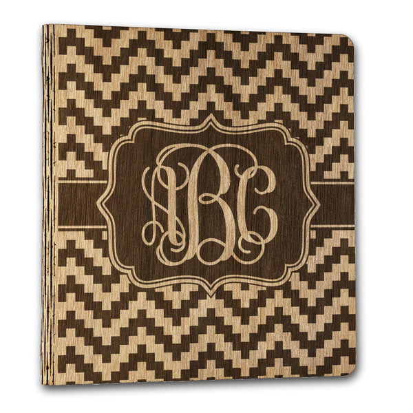 Pixelated Chevron Wood 3-Ring Binders - 1" Letter - Front