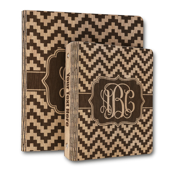 Custom Pixelated Chevron Wood 3-Ring Binder (Personalized)