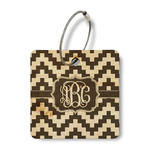 Pixelated Chevron Wood Luggage Tag - Square (Personalized)
