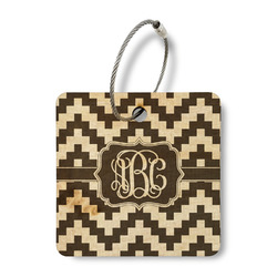 Pixelated Chevron Wood Luggage Tag - Square (Personalized)