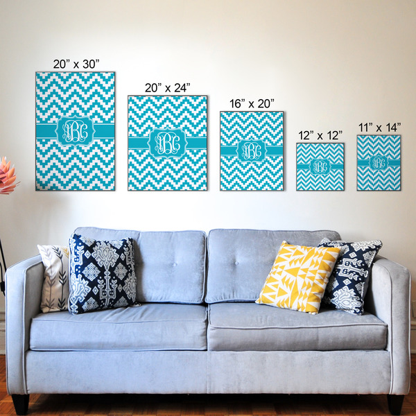 Pixelated Chevron Wood Prints - Size Comparison