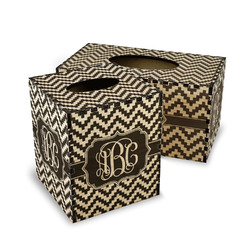Pixelated Chevron Wood Tissue Box Cover (Personalized)