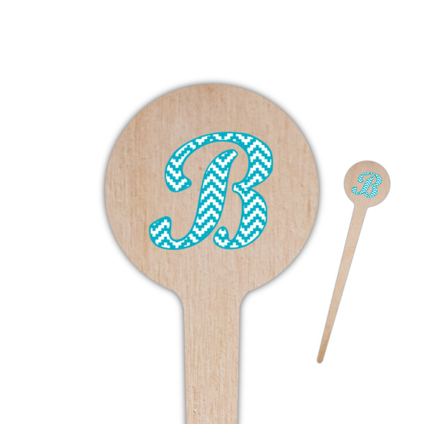 Custom Pixelated Chevron 4" Round Wooden Food Picks - Double Sided (Personalized)