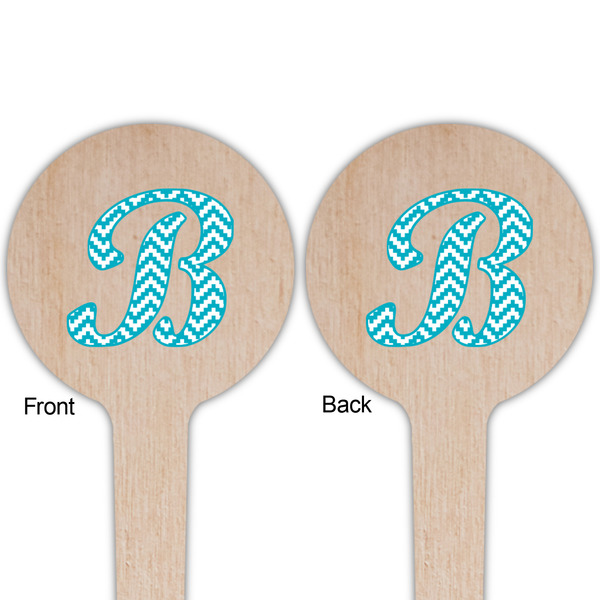 Pixelated Chevron Wooden 4" Food Pick - Round - Double Sided - Front & Back
