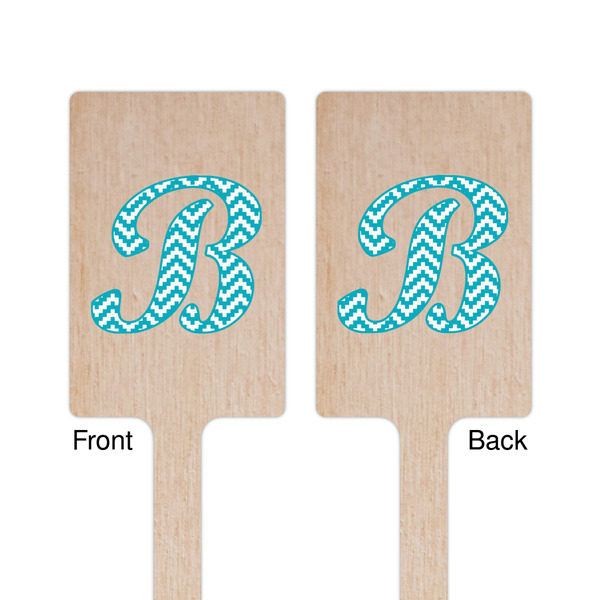 Pixelated Chevron Wooden 6.25" Stir Stick - Rectangular - Double Sided - Front & Back