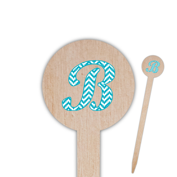 Custom Pixelated Chevron Round Wooden Food Picks (Personalized)