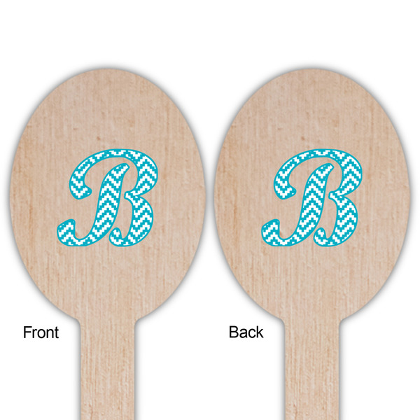 Pixelated Chevron Wooden Food Pick - Oval - Double Sided - Front & Back